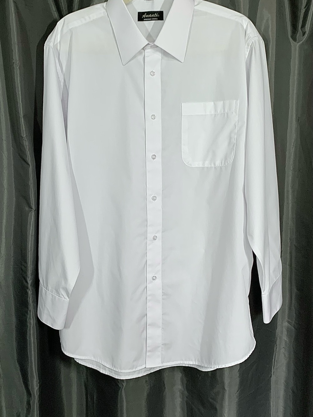 Amanti White Long-Sleeve Dress Shirt with Chest Pocket